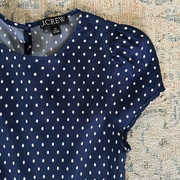 J.Crew navy polka dot Gwyneth Cupro-blend slip dress size 00 like new - Picture 3 of 6